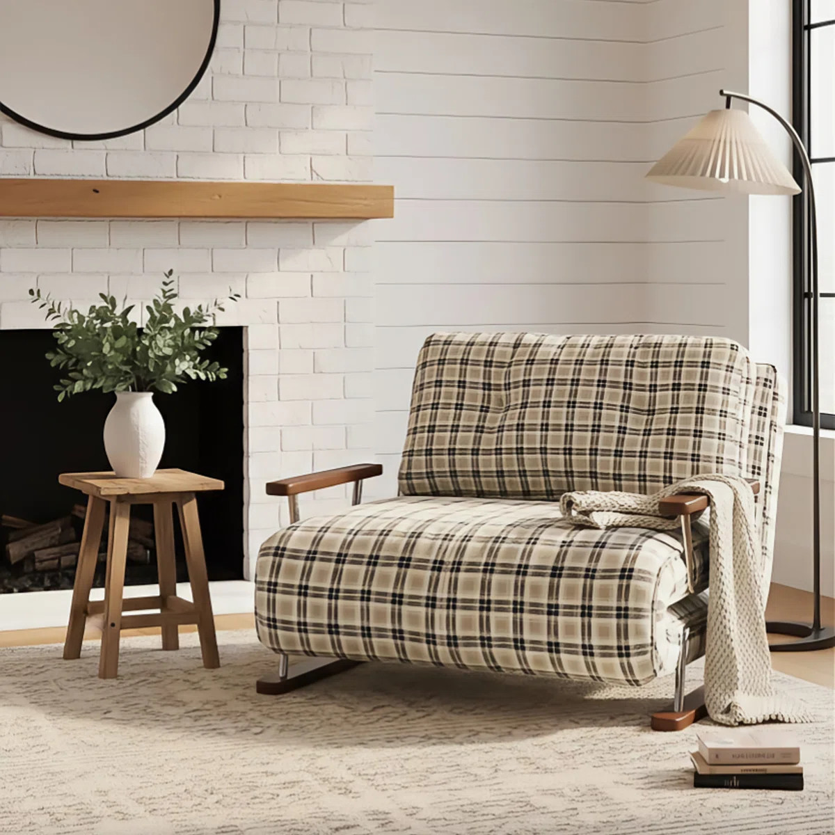 Sleeper Sofa Chair \u2013 4\u2011In\u20111 Folding Guest Bed In Tartan Fabric For Small Spaces | Wayfair North America