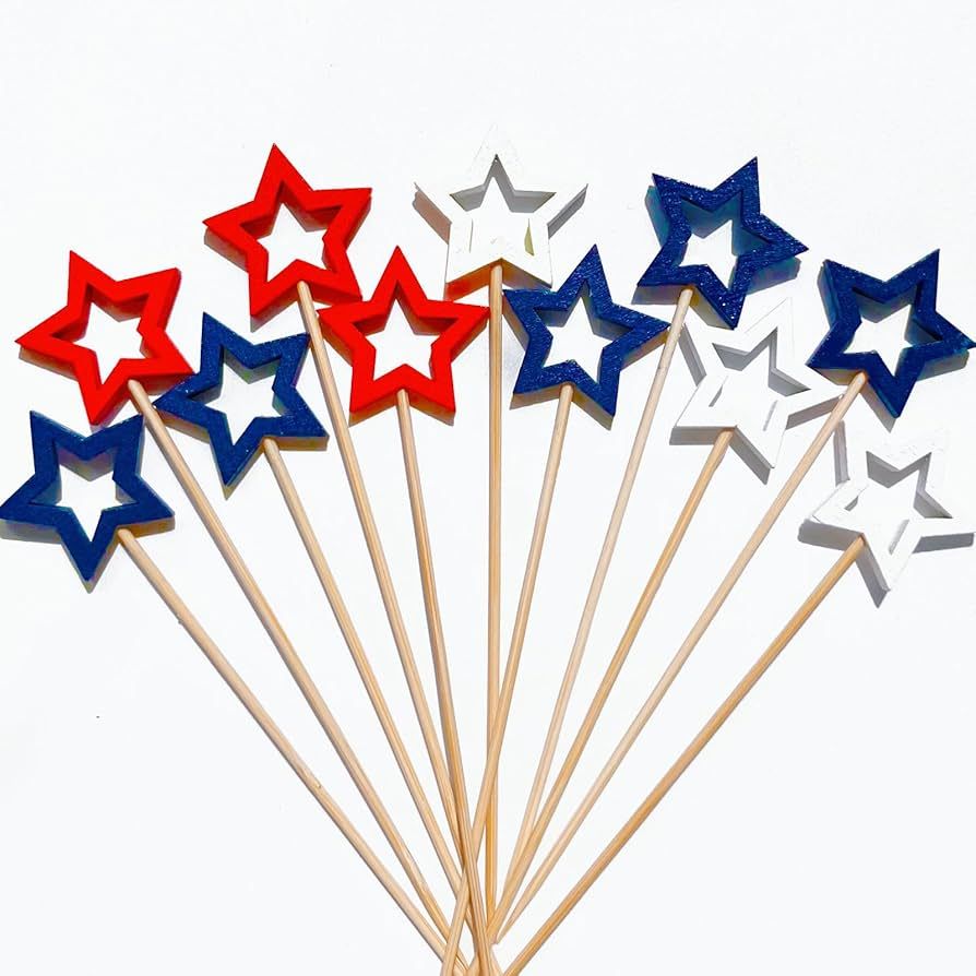 60pcs Red White Blue Star Cocktail Picks, Patriotic toothpicks Cocktail Sticks Decorative Toothpi... | Amazon (US)