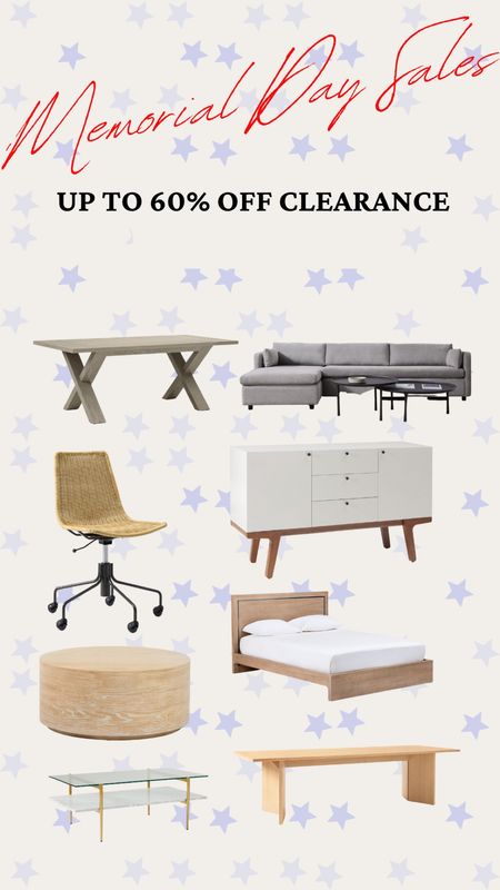 Memorial Day sales! Up to 60% off clearance furniture

dining table, sectional couch, office chair, buffet table, bed frame, coffee table, clearance furniture