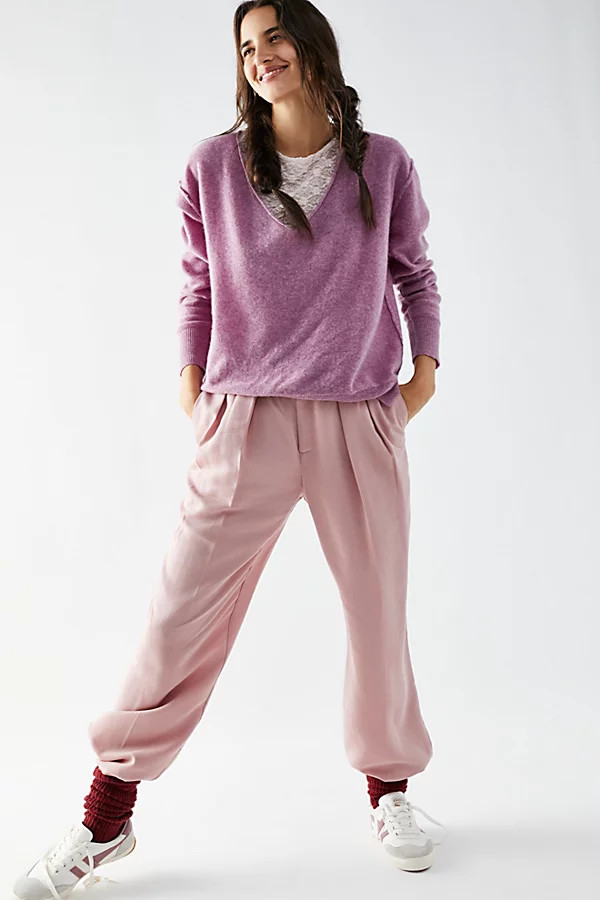 Harmony Cashmere V Sweater by Free People, Berry Mousse, M | Free People (Global - UK&FR Excluded)