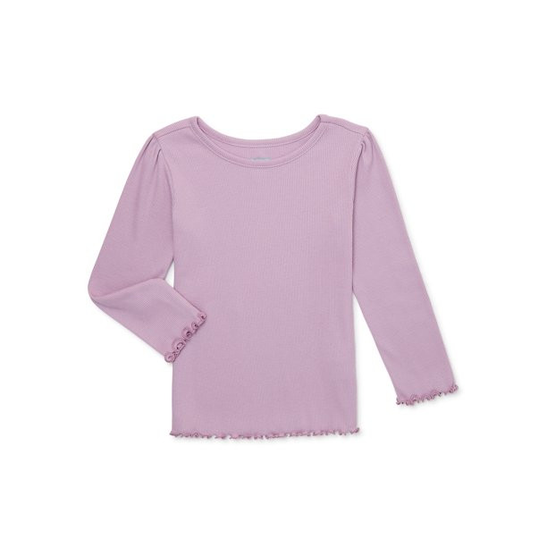 Garanimals Baby and Toddler Girls Long Sleeve Solid Rib T-Shirt, Sizes 12 Months-5T - Walmart.com | Walmart (US)