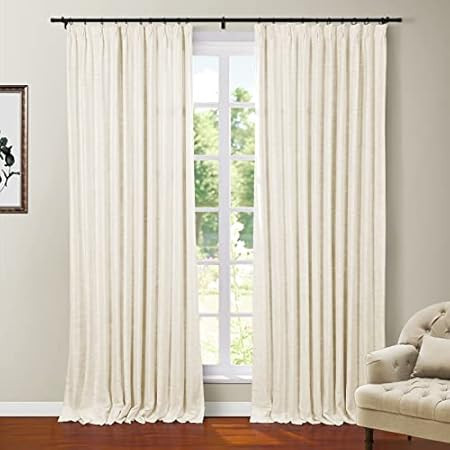 TWOPAGES 52 W x 96 L inch Pinch Pleat Unlined Darkening Drape Faux Linen Curtain Drapery Panel fo... | Amazon (US)