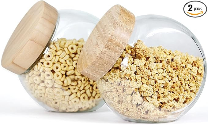 Glass Penny Jar with Bamboo Lids Urban Green, Glass Cookie Jars, Glass Candy Jars, Glass Canister... | Amazon (US)