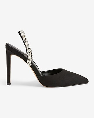 Rhinestone Embellished Strap Pointed Toe Pumps | Express