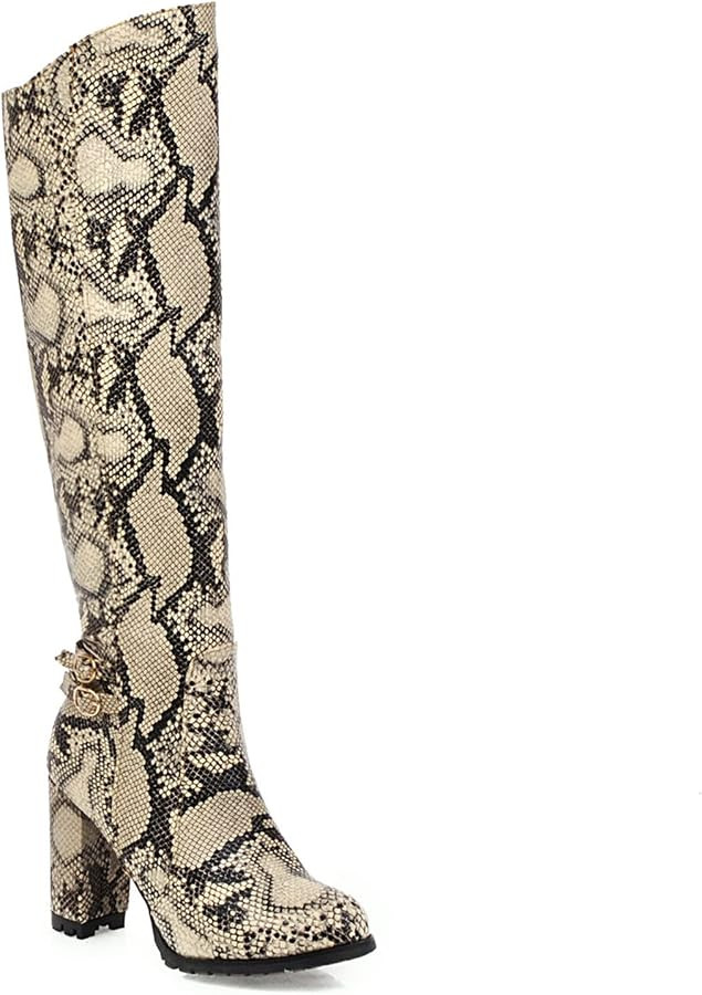 8.5CM/3.34IN Fashion Knight Boots Thick Heel Sexy Elegant Ladies Knee Boots Nightclub Boots Tall ... | Amazon (US)