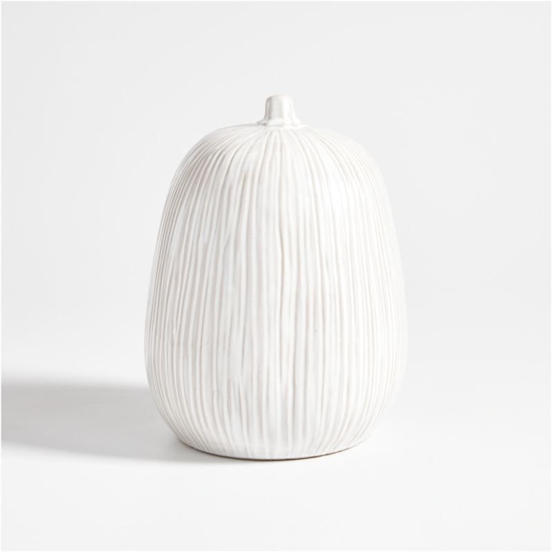 Dover Medium White Ceramic Pumpkin + Reviews | Crate & Barrel | Crate & Barrel