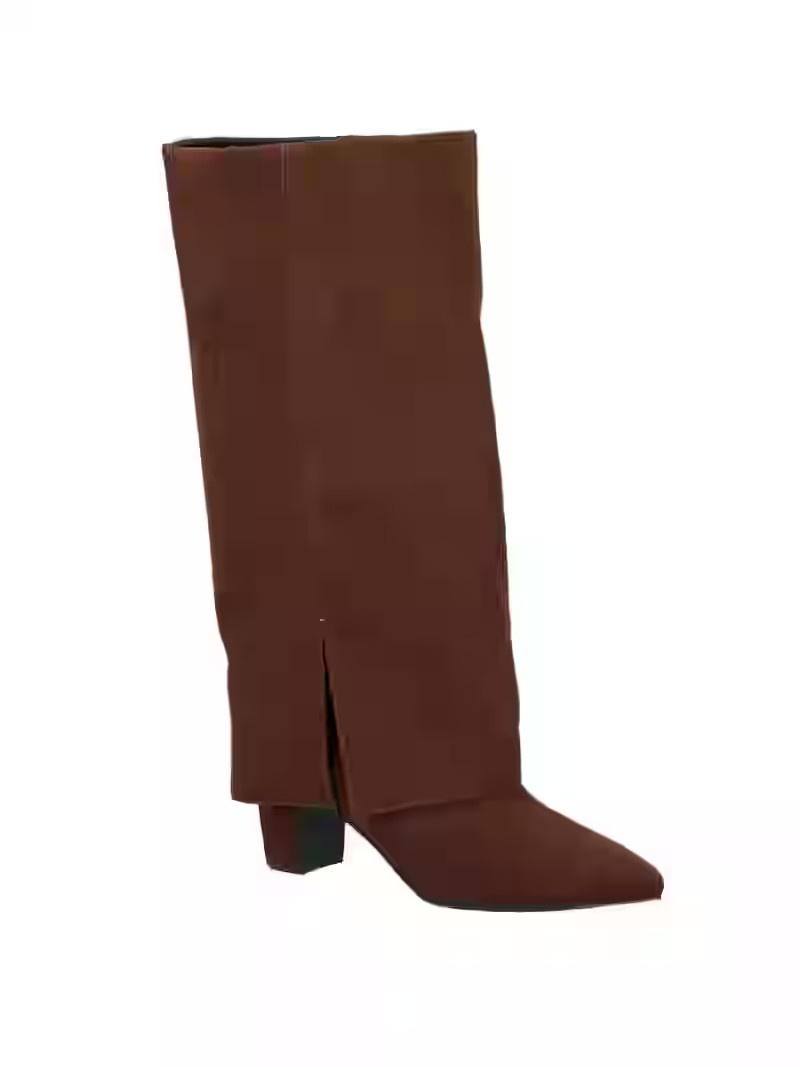 Time and Tru Women's Faux Suede Foldover Tall Boots | Walmart (US)