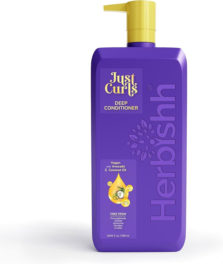 Herbishh Just Curls Deep Conditioner for Curly Hair, Avocado & Coconut Oil, Vegan, 500ml, Curlfac... | Amazon (US)