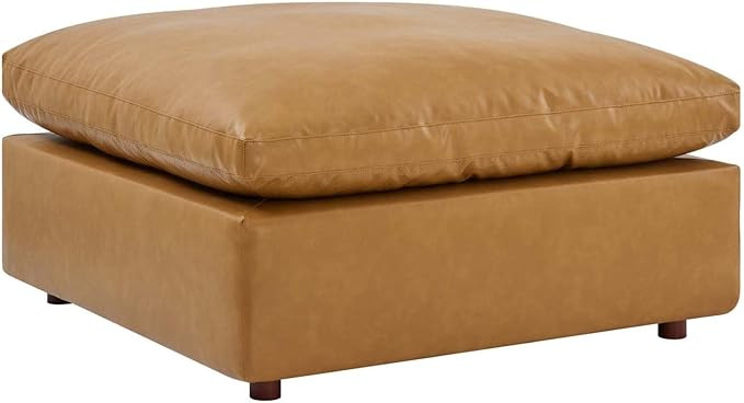 Modway Modular Sofa Commix Down Filled Overstuffed Vegan Leather Ottoman, Tan | Amazon (US)