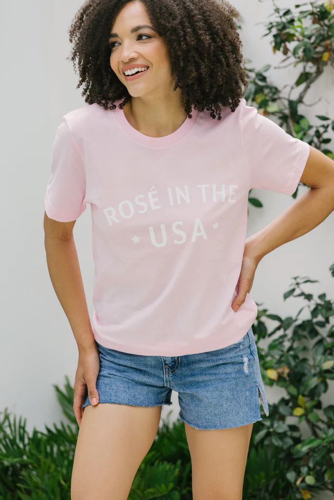 Rosé In The USA Baby Pink Graphic Tee | The Mint Julep Boutique