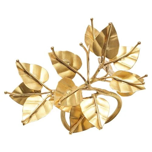 Kim Seybert Bougainvillea Hollywood Regency Gold Brass Napkin Ring -  Set of 4 | Kathy Kuo Home