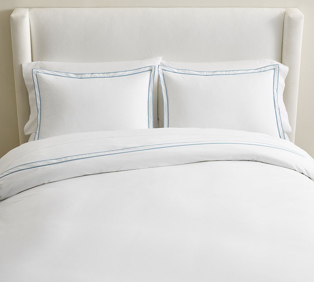 Double Embroidered Percale Duvet Cover | Pottery Barn (US)