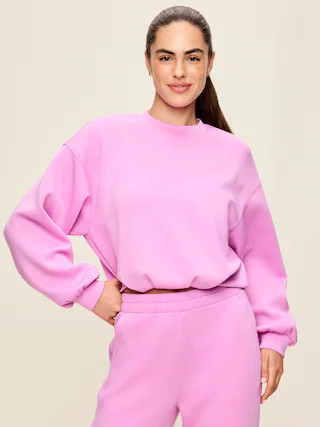 Bounce Fleece Bubble-Hem Sweatshirt | Old Navy (US)