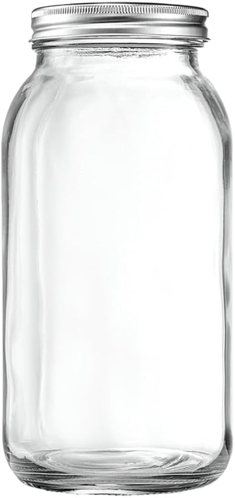 GLING Glass Mason Jar (Pack of 1) | 64 oz., 2 Quart | Wide-Mouth | Metal | Airtight Lids, Bands |... | Amazon (US)