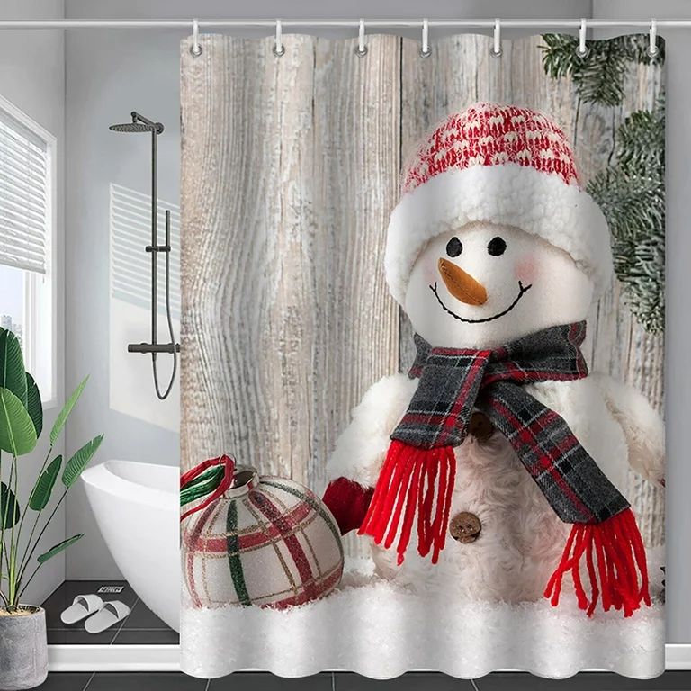 Clearance！EQWLJWE Christmas Shower Curtain, Snowman Christmas Tree Waterproof Bath Curtain for ... | Walmart (US)