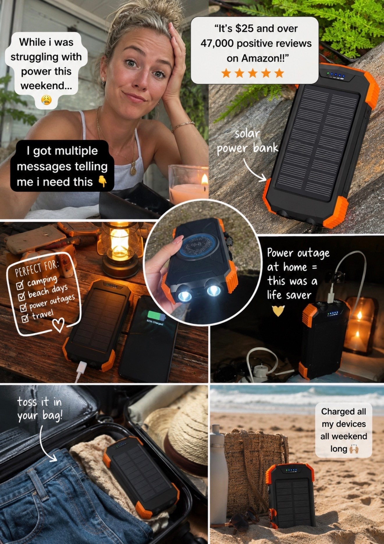 Apparently, the power outage was my sign that I need to be better prepared 😂
While I was struggling with no power this weekend, I got MULTIPLE messages telling me I needed one of these solar power banks. So of course… I had to look 👀
It’s only around $25 and has 47,000+ positive Amazon reviews, which definitely got my attention. 😂
Honestly, this would be handy for power outages, camping, beach days, travel, or just keeping in your emergency stash. 🔋☀️
Have you ever bought something because enough people told you, “You NEED this”? 😂

#LTKU #LTKTravel #LTKHome
