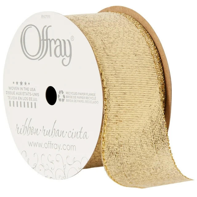Offray Ribbon, Gold 1 1/2 inch Galena Metallic Ribbon, 9 feet | Walmart (US)