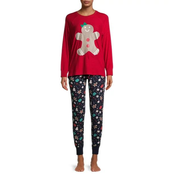 Matching Family Christmas Pajamas Women's and Women's Plus Gingerbread 2-Piece Pajama Set | Walmart (US)