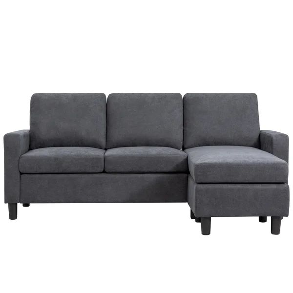 Keligot 77.55" Wide Reversible Sofa & Chaise with Ottoman | Wayfair North America