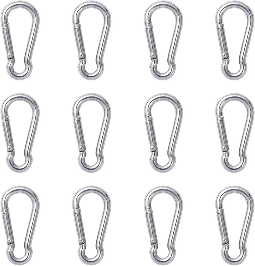 12 Pcs Small Carabiner Clip - Stainless Steel Spring Snap Hook for Bird Feeders or Dog Leash & Ha... | Amazon (US)