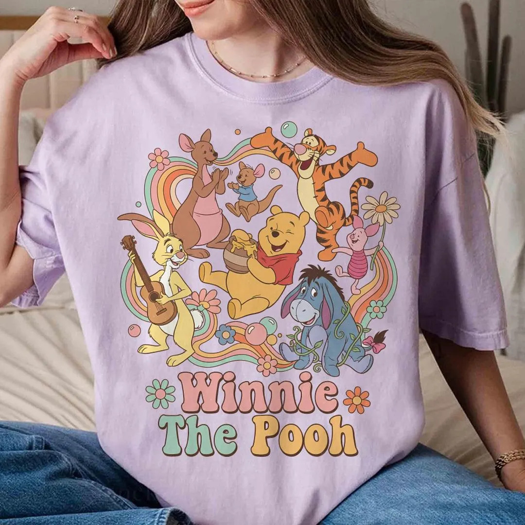 Winnie the Pooh Retro Rainbow T-shirt, Pooh Bear Tigger Piglet Eeyore Tee, Vintage Magic Kingdom ... | Etsy (US)