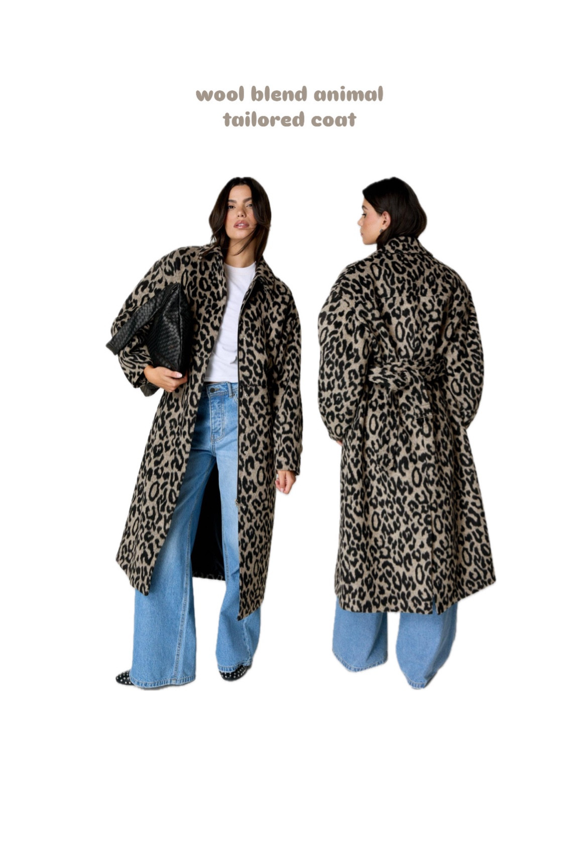wool blend animal tailored coat