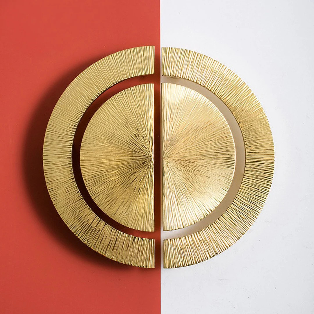 Polished Brass Cabinet Hardware, Starburst Pull Handle, Semi Circle Cabinet Pull, Brass Cabinet H... | Etsy (US)