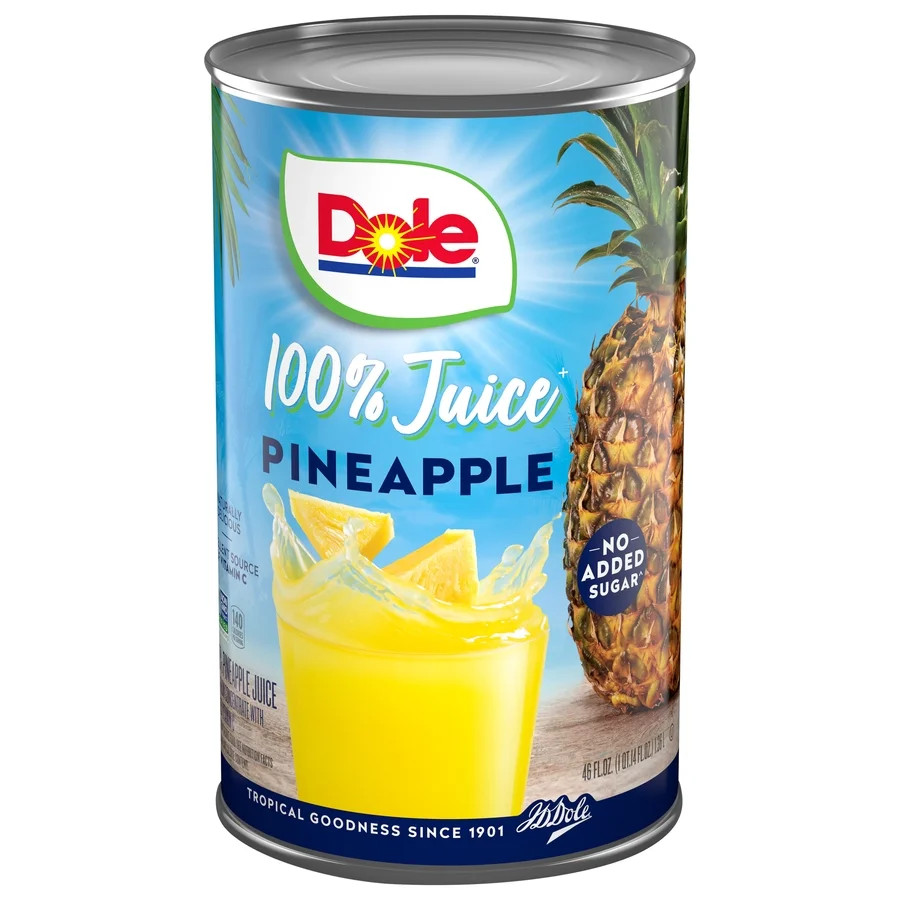 Dole All Natural 100% Pineapple Juice, 46 fl oz Can | Walmart (US)