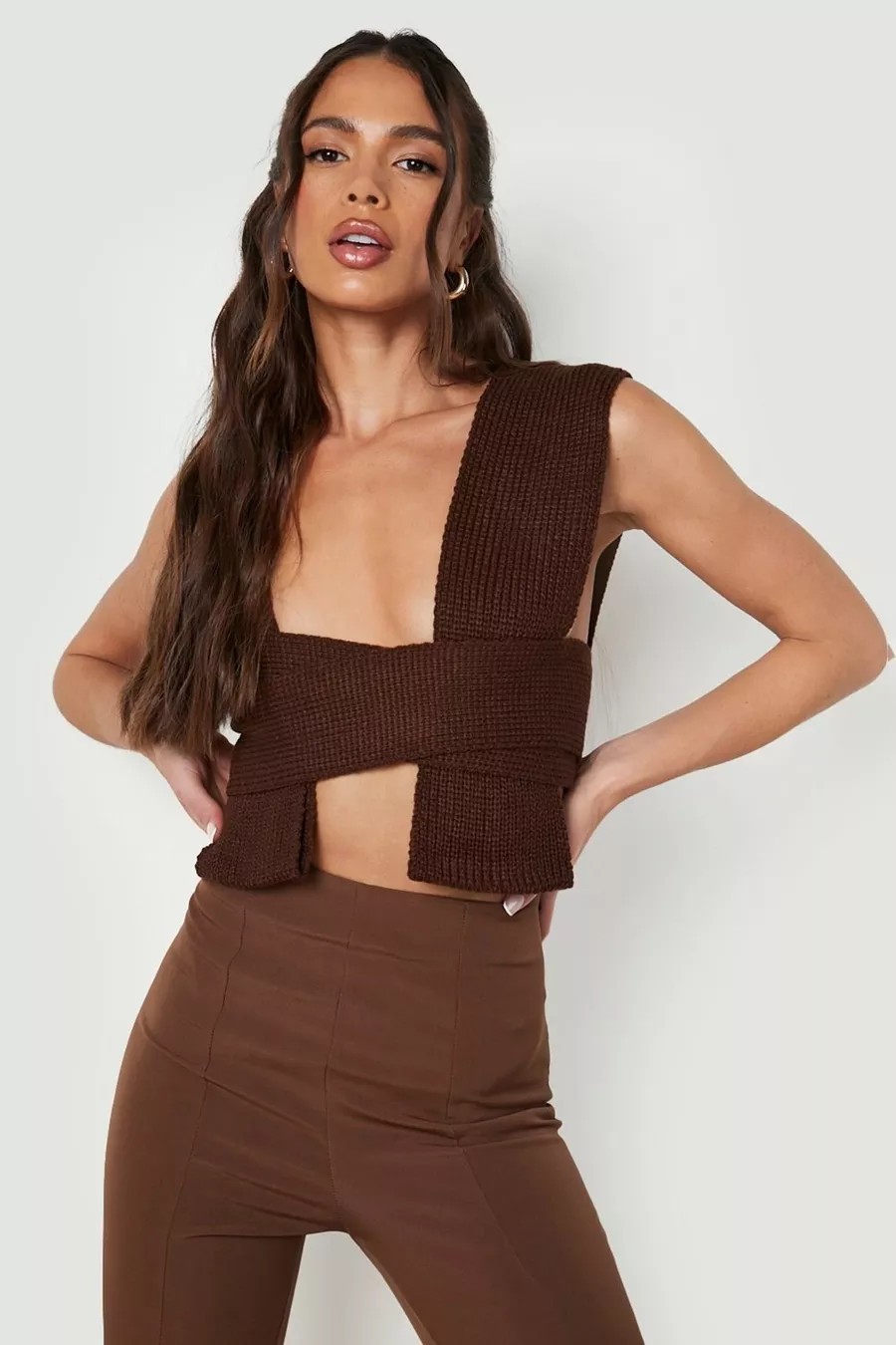 Crossover Knitted Top | Boohoo.com (US & CA)