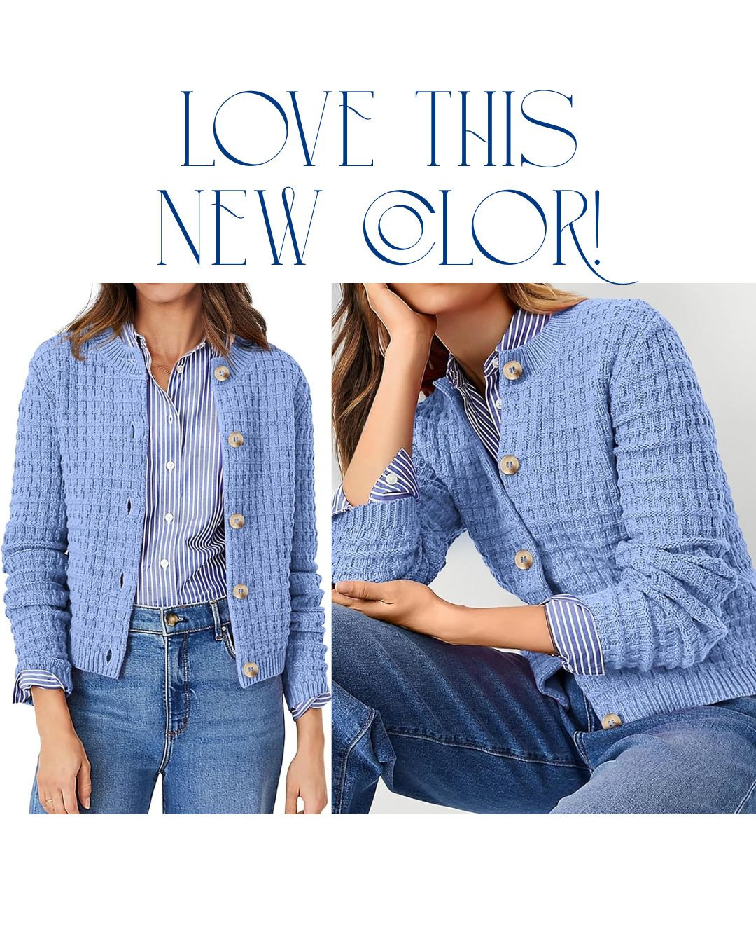 Obsessed with this new shade 💙 The perfect textured cardigan for layering — classic, cozy, and effortlessly chic for any season.

blue cardigan, fall layering pieces, textured knit sweater, casual chic outfit, wardrobe essentials, Amazon finds 

 #LTKFindsUnder50 #LTKStyleTip
