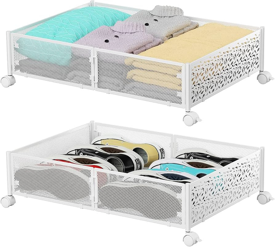 Under Bed Storage, Under the Bed Storage Containers with Wheels, Under Bed Shoe Storage Organizer... | Amazon (US)
