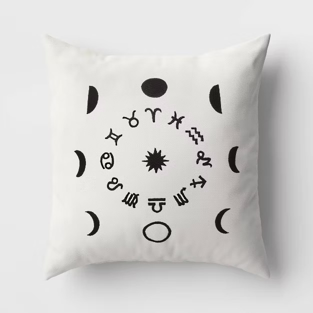 Zodiac Phase Square Throw Pillow Ivory/Black - Room Essentials™ | Target