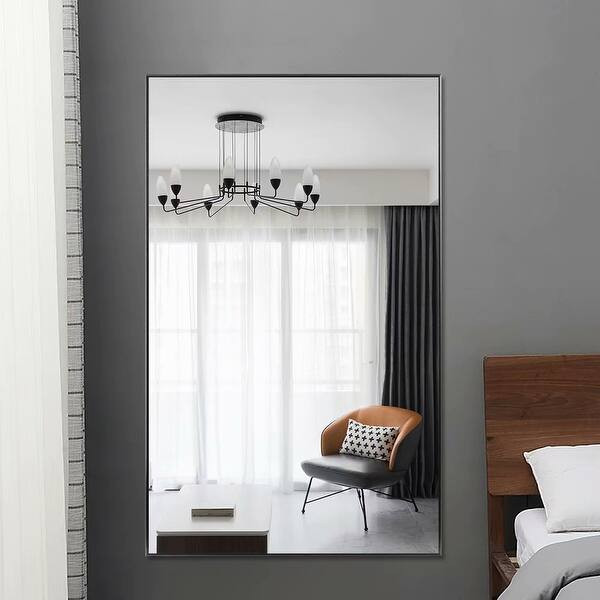 Modern Aluminum Alloy Thin Framed Full Length Floor Mirror - 70x32 - Black | Bed Bath & Beyond
