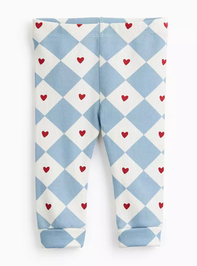 Blue Checkerboard Heart Print Leggings 3-6 months | Tu Clothing