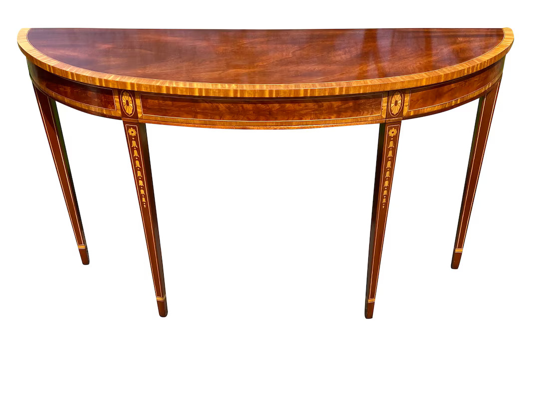 Mahogany & Satinwood Demilune Console Table / Sofa Table by Councill Craftsmen - Etsy | Etsy (US)