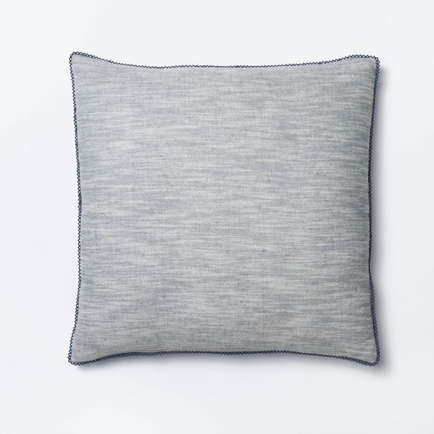 Oversized Chambray Square Throw Pillow with Lace Trim Blue - Threshold&#8482; designed with Studi... | Target