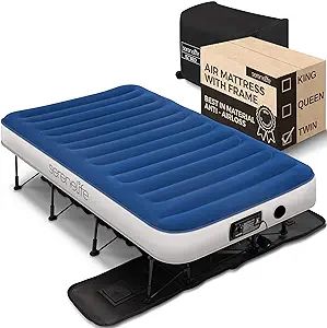 SereneLife EZ Air Mattress with Frame & Rolling Case, Foldable Self-Inflating Air Bed with Built ... | Amazon (US)