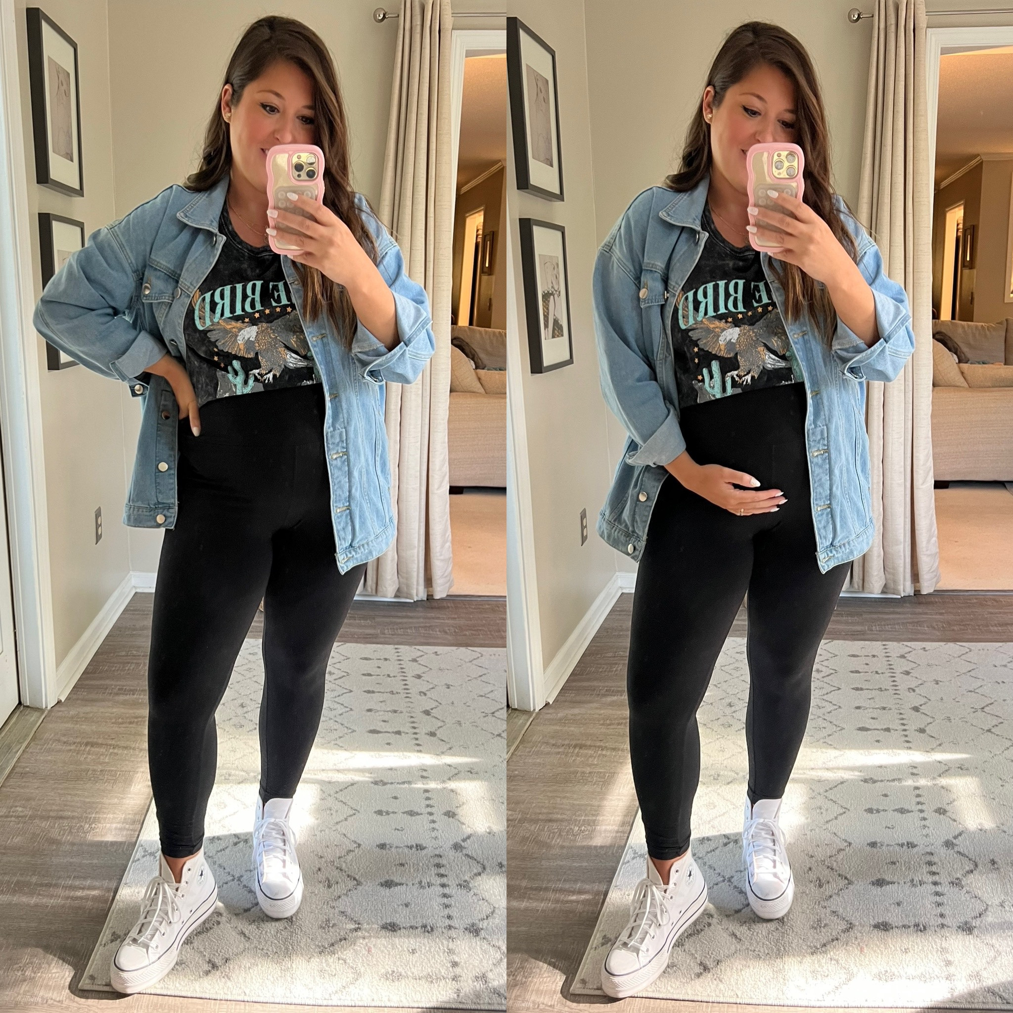 Comfy and casual bump friendly outfit 

Graphic tee, leggings, casual spring outfits 

#LTKstyletip #LTKbump #LTKSeasonal