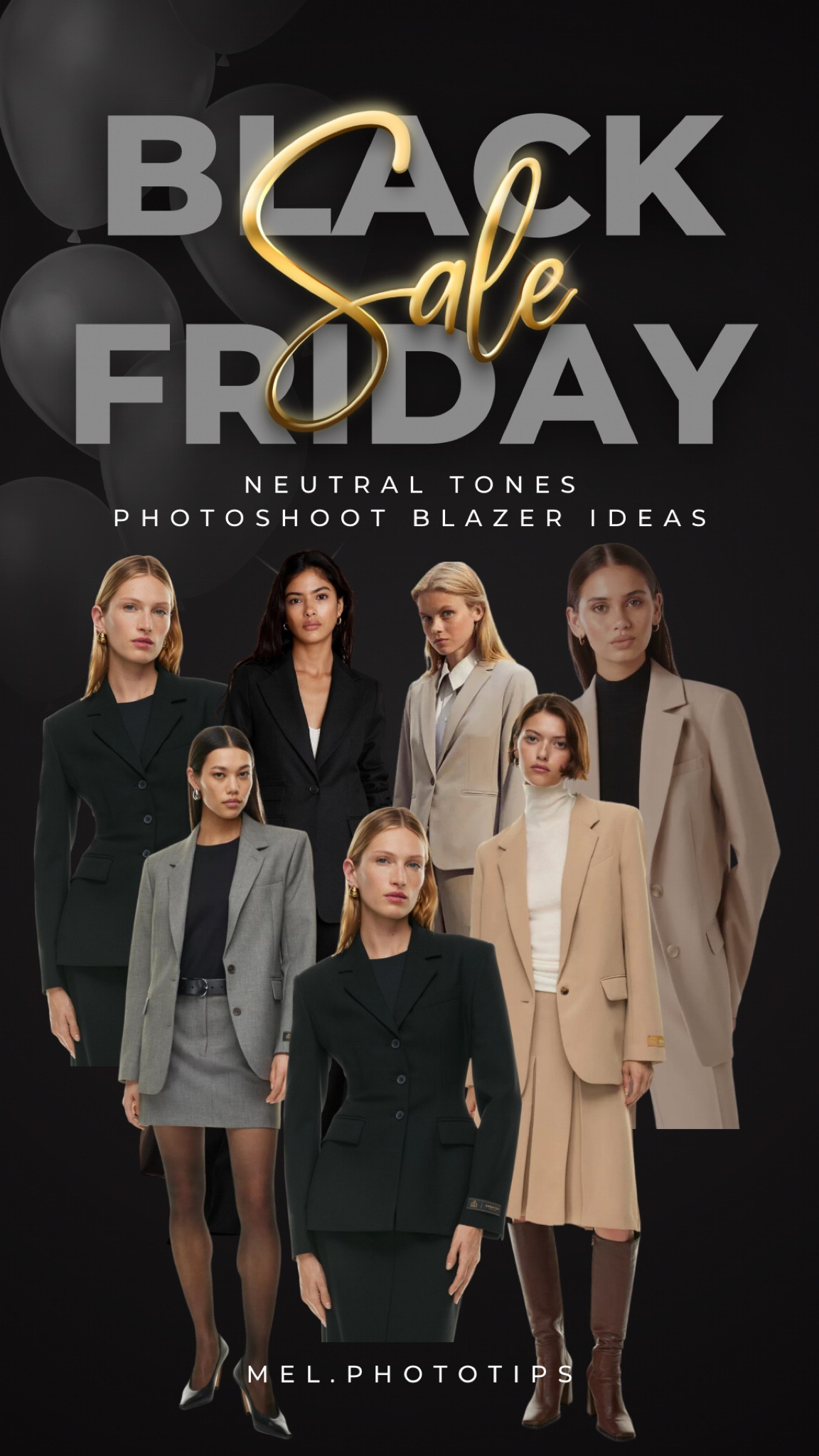Embrace timeless sophistication with a neutral-themed blazer photoshoot, focusing on the subtle allure of color and impeccable fits. Neutral tones, such as classic beige, soft greys, or muted tones, provide a clean canvas for highlighting the structure and details of the blazers.  

In terms of fit, prioritize tailored silhouettes to convey a sense of polished elegance. A well-fitted blazer enhances the wearer's form, exuding a timeless and refined appeal. Opt for silhouettes that flatter various body types, ensuring a universally appealing visual narrative.

#LTKsalealert #LTKworkwear #LTKCyberWeek