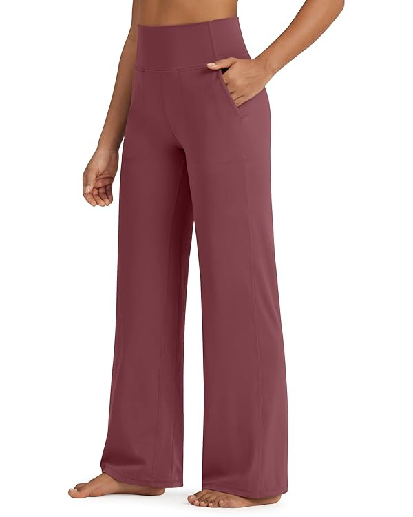 G4Free BareFeel High Stretch Yoga Pants Women Soft High Waisted Casual Wide Leg Pants with Pocket... | Amazon (US)