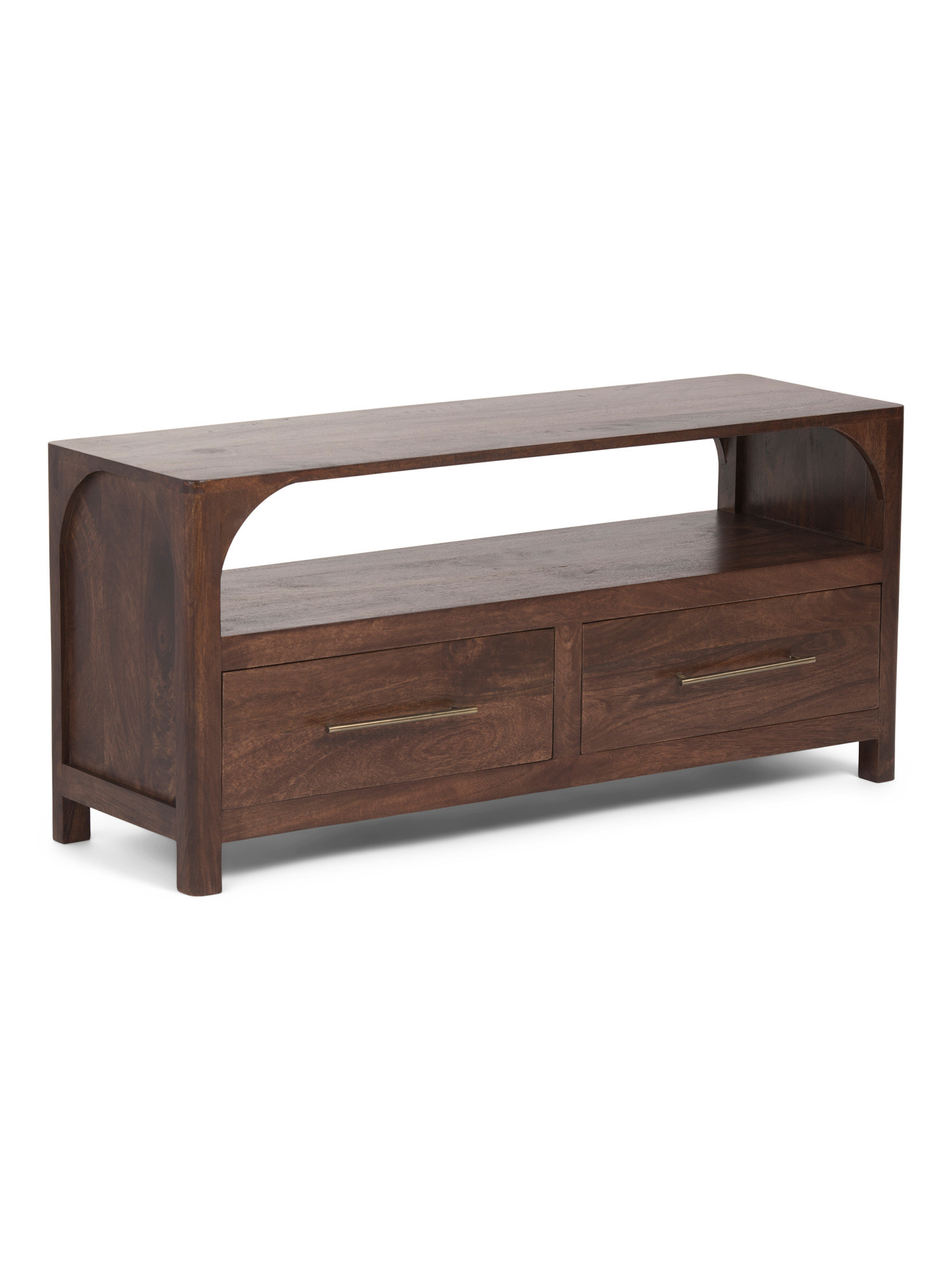 43x14x20 Solid Wood Arched Edge 2 Drawer Media Unit | TJ Maxx