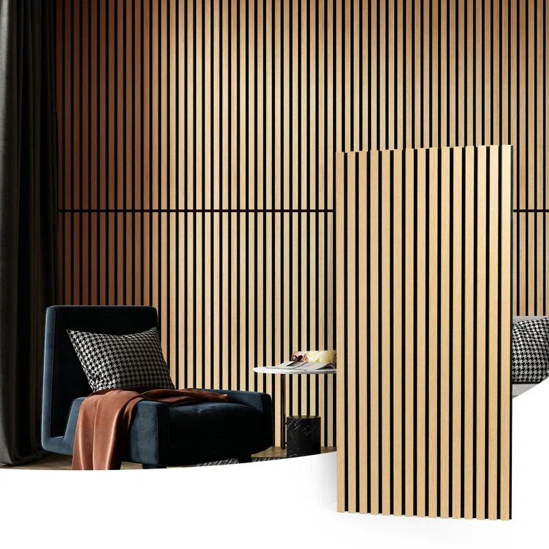 4Pcs 23.6" x 47.24" Wood Look Acoustic Slat Wall Paneling,Sound proof 3D Wall Panels (31 sq.ft./C... | Wayfair North America