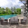 SANSTAR Patio Coversation Set 4-Piece Wicker Patio Conversation Set with Gray Polyester Cushions | Lowe's