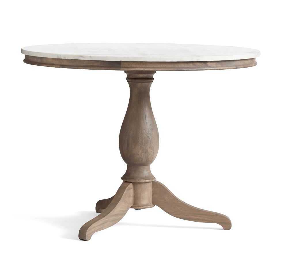 Alexandra Round Marble Pedestal Dining Table, Gray Wash, 39&amp;quot; D | Pottery Barn (US)