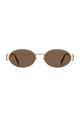 Marc Jacobs Oval Sunglasses in Gold & Brown Havana from Revolve.com | Revolve Clothing (Global)