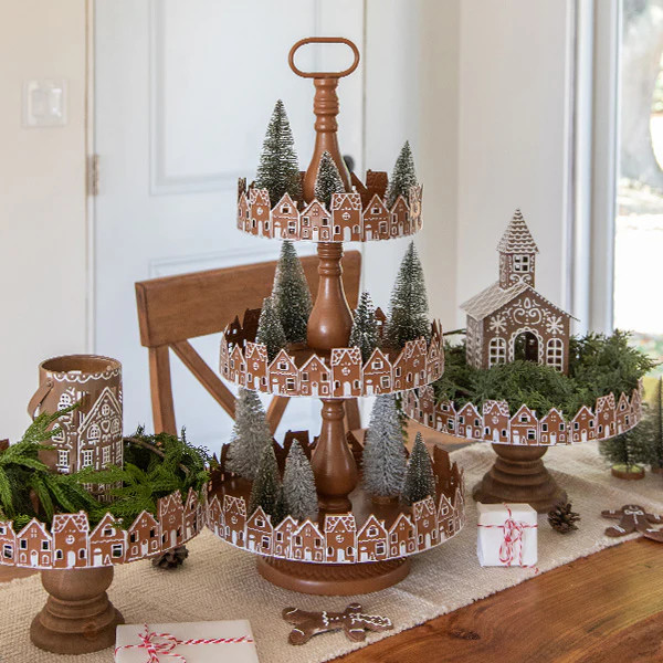 Three Tier Gingerbread Village Serving Stand - Decor Steals | Decor Steals