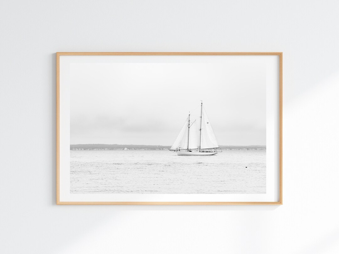 Sailboat Print Foggy Martha's Vineyard Cup Regatta Wall Art Photo Single Sailboat Photography Art... | Etsy (US)