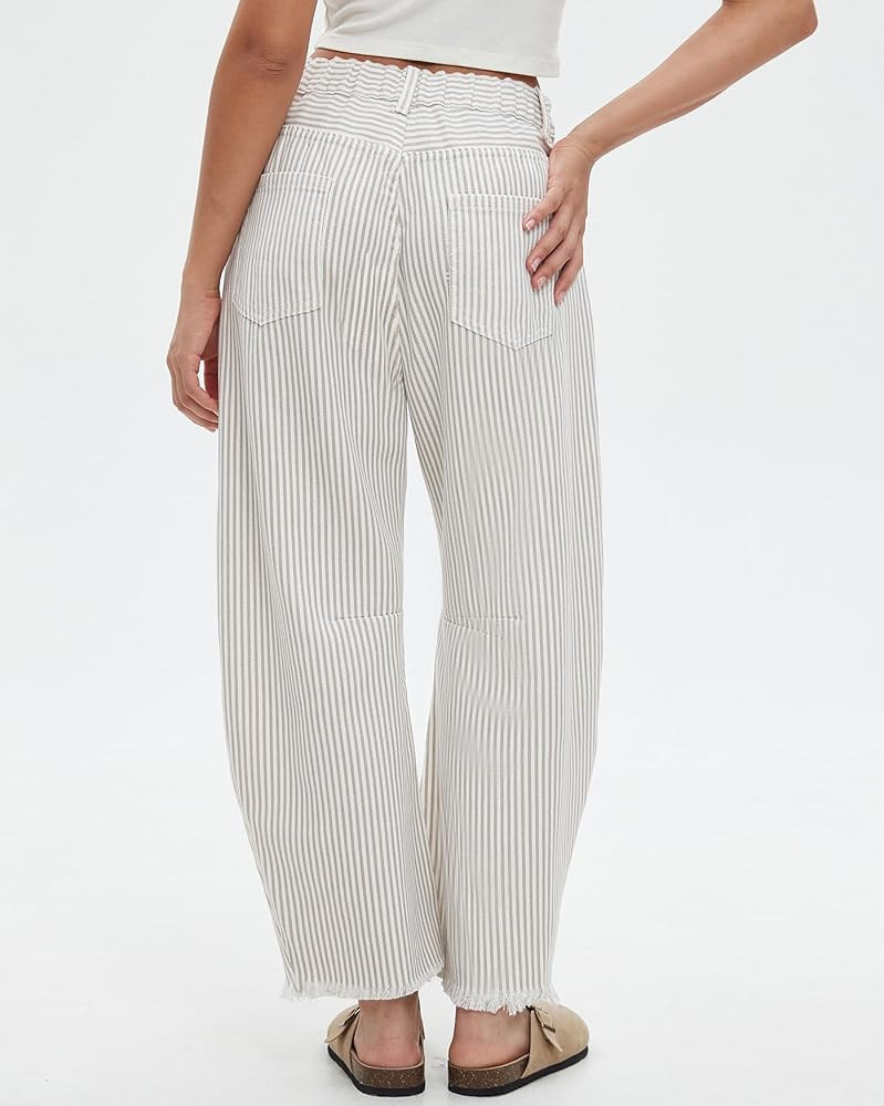 Kedera Women Stripe Barrel Jeans Casual Loose Denim Jeans Wide Leg Baggy Pants Mid Waist Boyfrien... | Amazon (US)