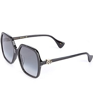 Gucci Women's Gg1072sa 56mm Rectangle Sunglasses - Shiny Solid Black | Dillard's