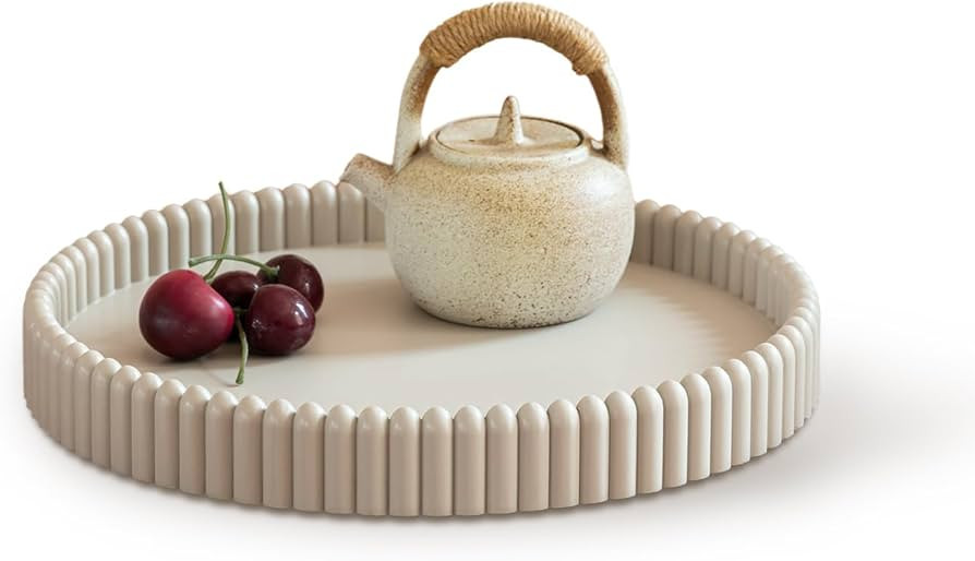 Coffee Table Tray, Home Decor Round Tray, Concrete Gray Coffee Table Decor Trays, Serving Decorat... | Amazon (US)